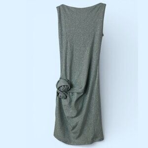 NWOT Zara Metallic Thread Dress with Raised Flowers, Mint Silvery Medium
